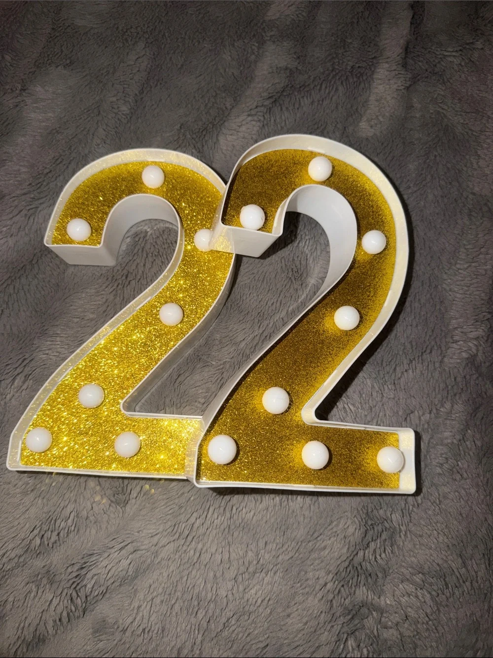 Gold Glitter Number 2 Marquee Lights - Party Decor